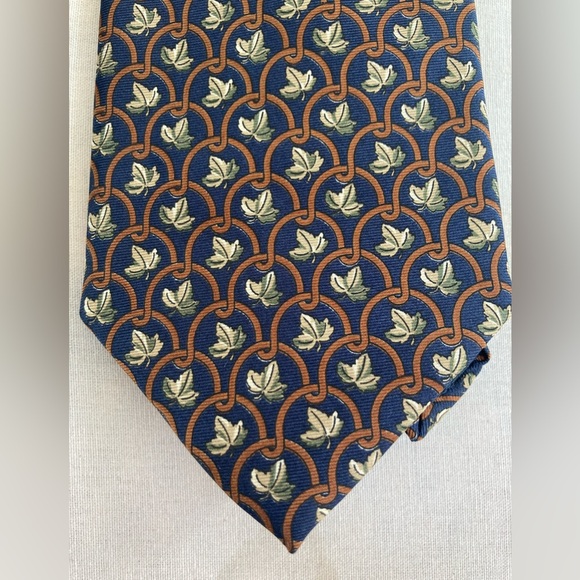 VTG GAP Premium Authentic 1969 leaf pattern Blue and Brown Men's Tie - Picture 1 of 6